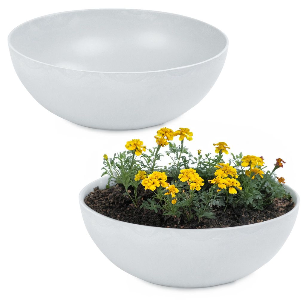 Fioriera rotonda bulbosa da 20 cm per esterni, grigio Immagine del prodotto 