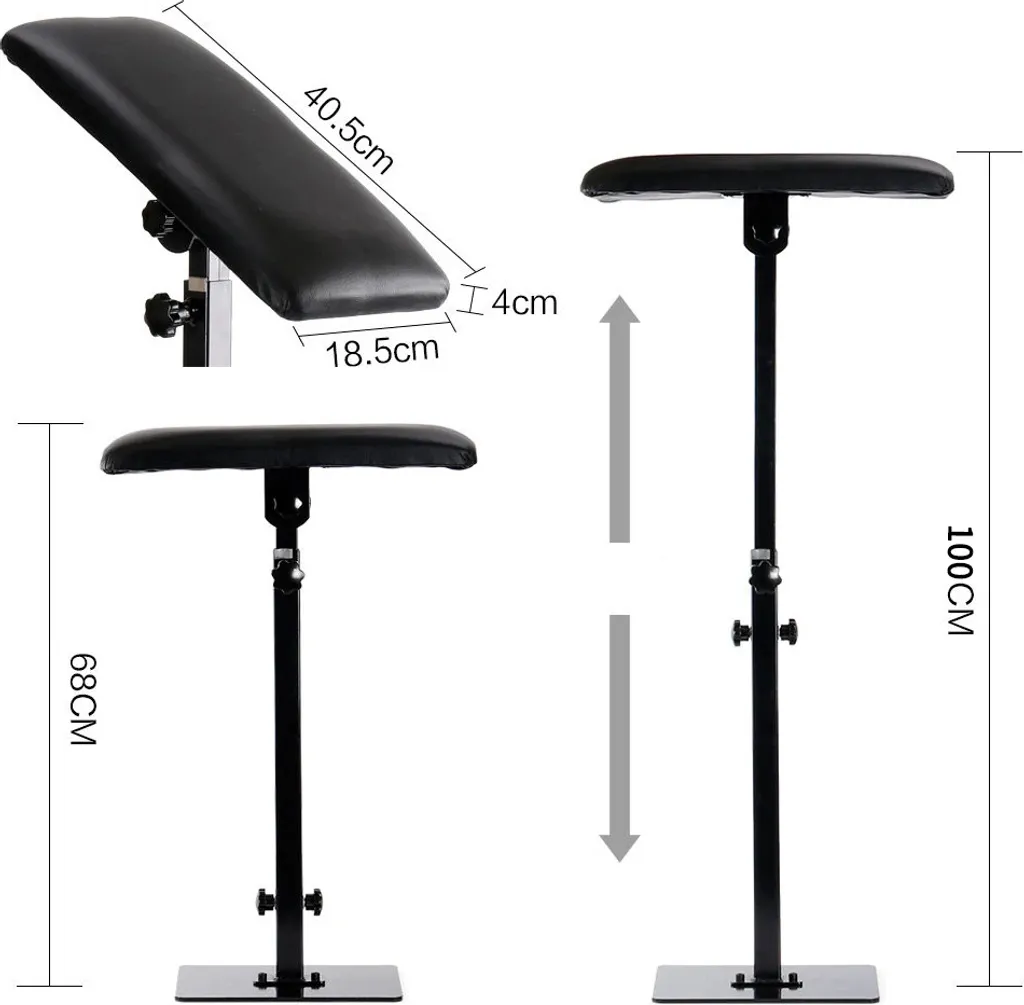 Pied de Tatouage Noir Réglable 68-100 cm avec Support Stable Portable