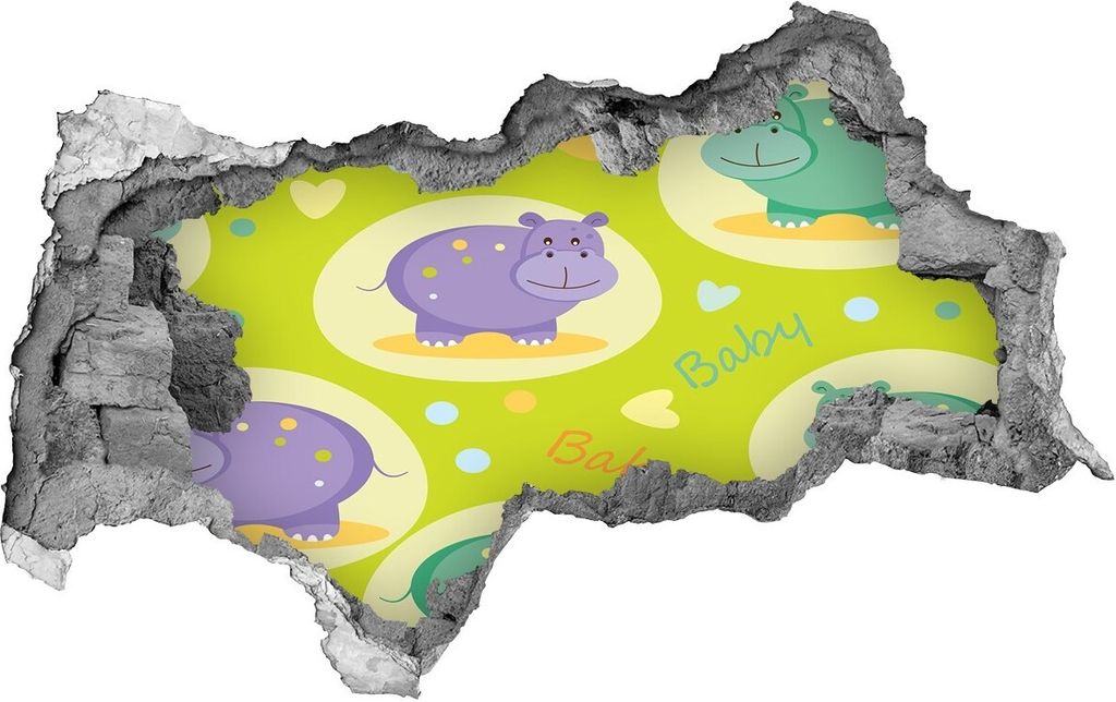 Selbstklebender Loch-3D-Aufkleber 95x73 cm Nilpferde