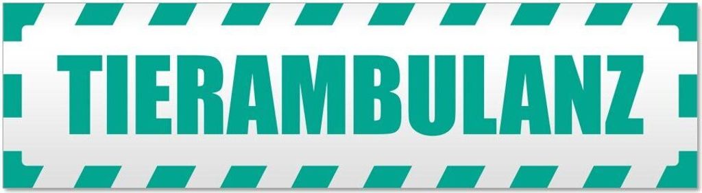 Kiwistar - Autoaufkleber - Türkis - 30 x 8 cm - Tierambulanz gestreift - Hinweis Aufkleber Sticker für Auto, Kfz, Fahrrad, PKW, LKW