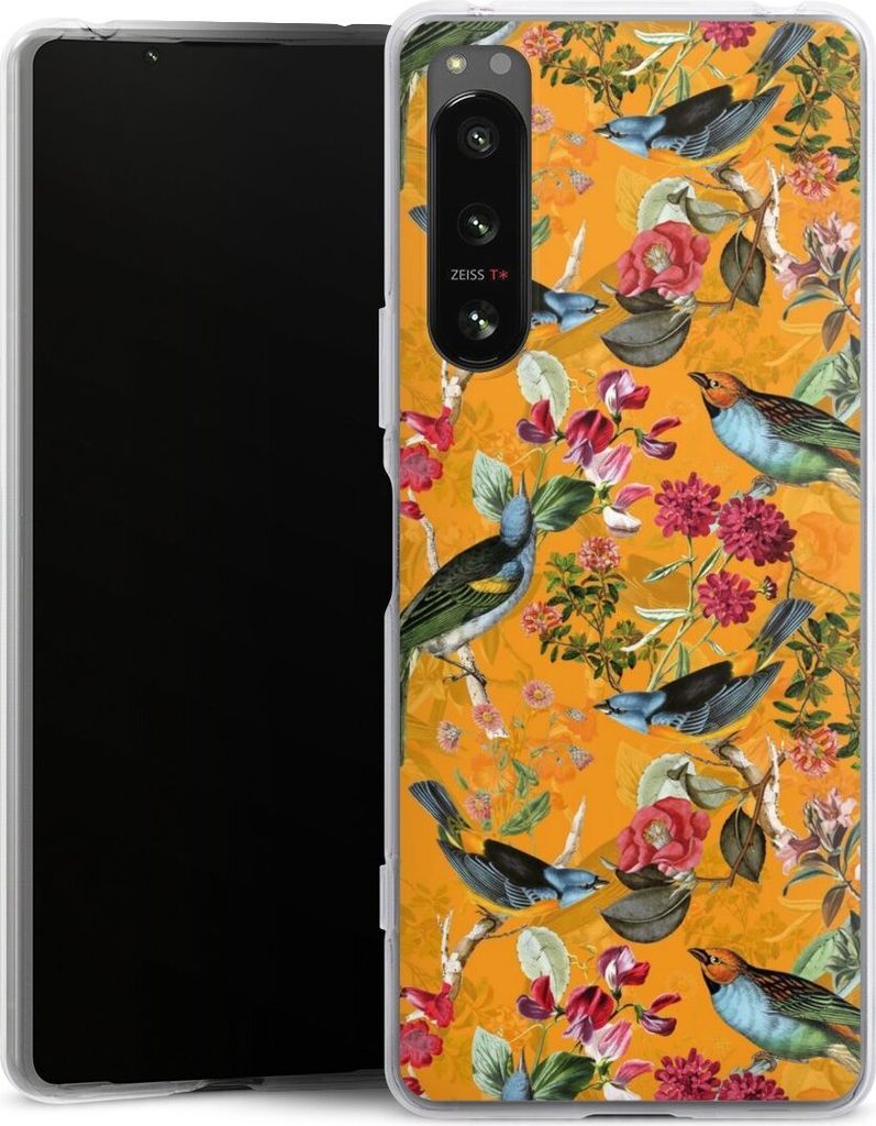 DeinDesign Handyhülle für Sony Xperia 5 IV Silikon Hülle Case Smartphone Schutzhülle Blumen Dschungel Vogel