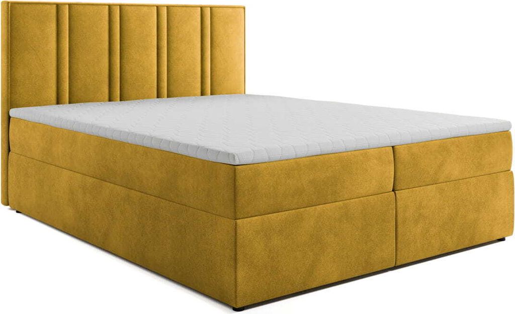 Boxspringbett Ortez 160x200cm goldgelb - Stoff Riviera 41