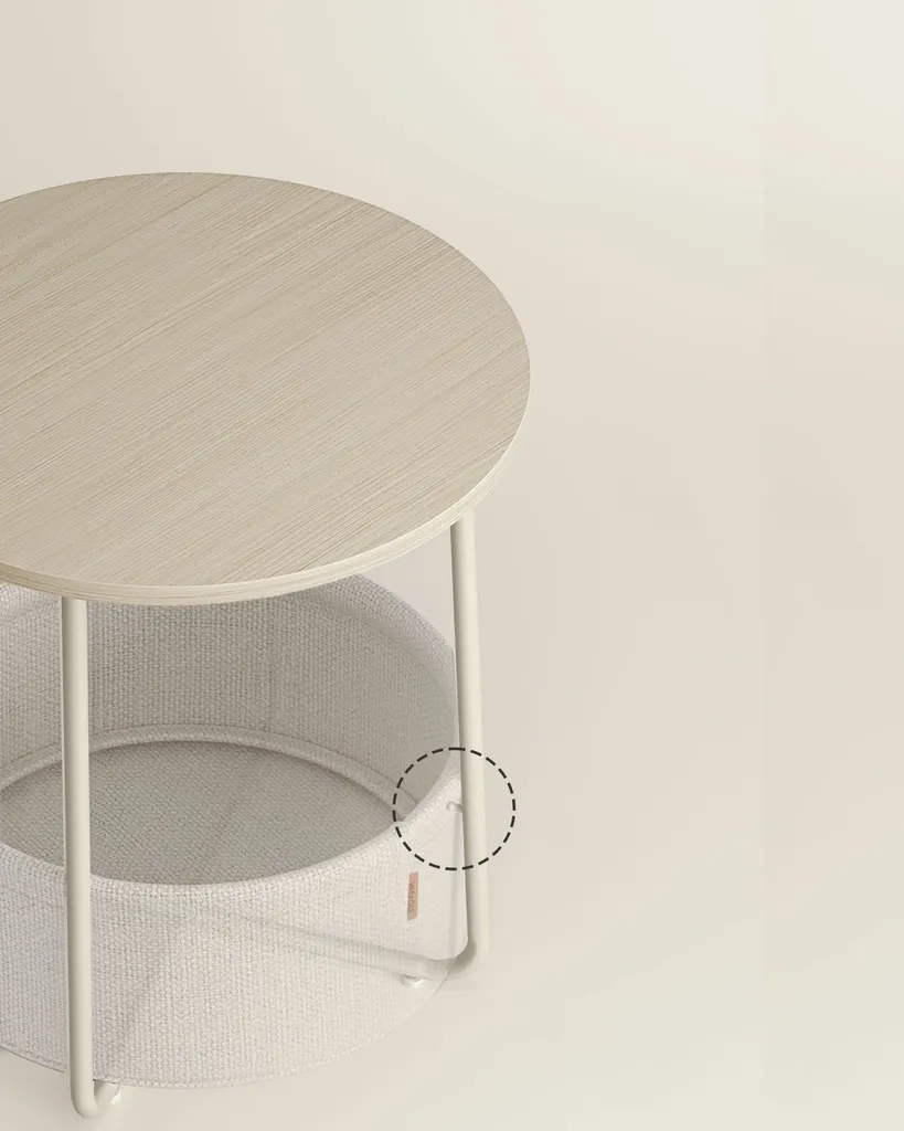 Table Basse d'Appoint de Salon avec Corbeille de Rangement en Tissu - 6