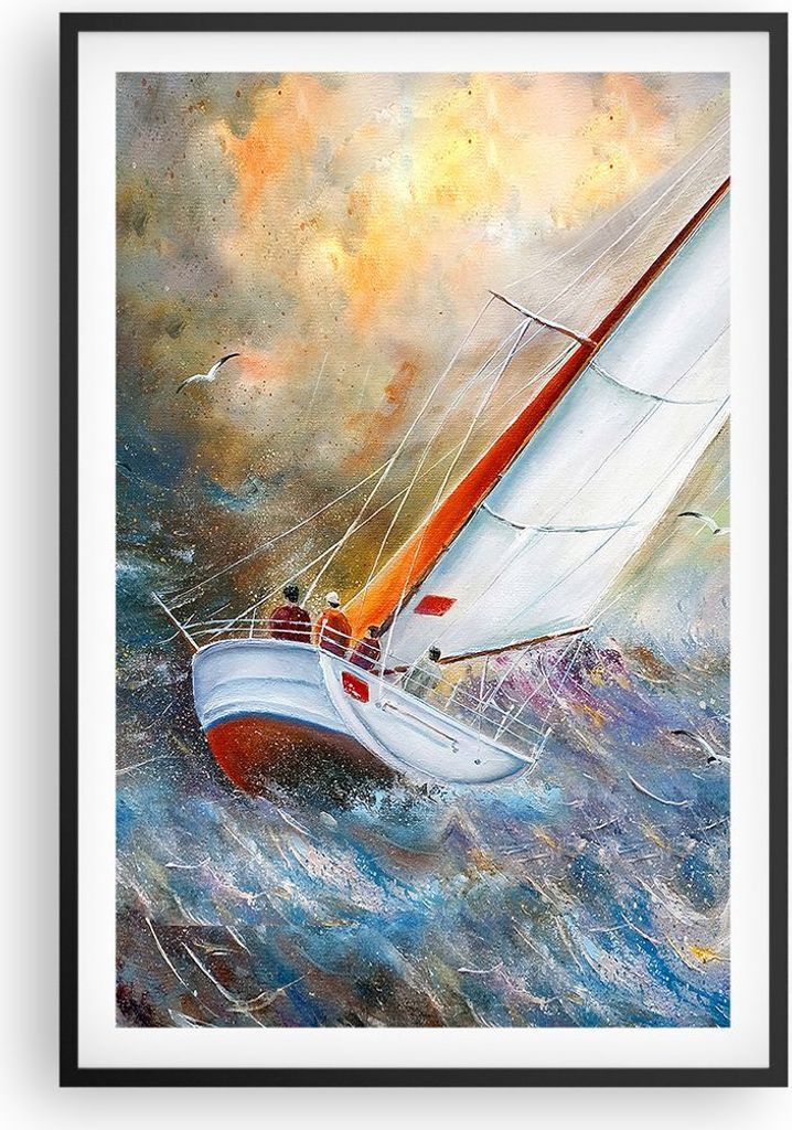 Gerahmtes Poster - Schwarzer Rahmen - Segelboot Bild Regatta - 61x91,5 cm - Wand Bild - Wanddeko - Wandbilder - Kunstposter - Wandposter - Bilderra...