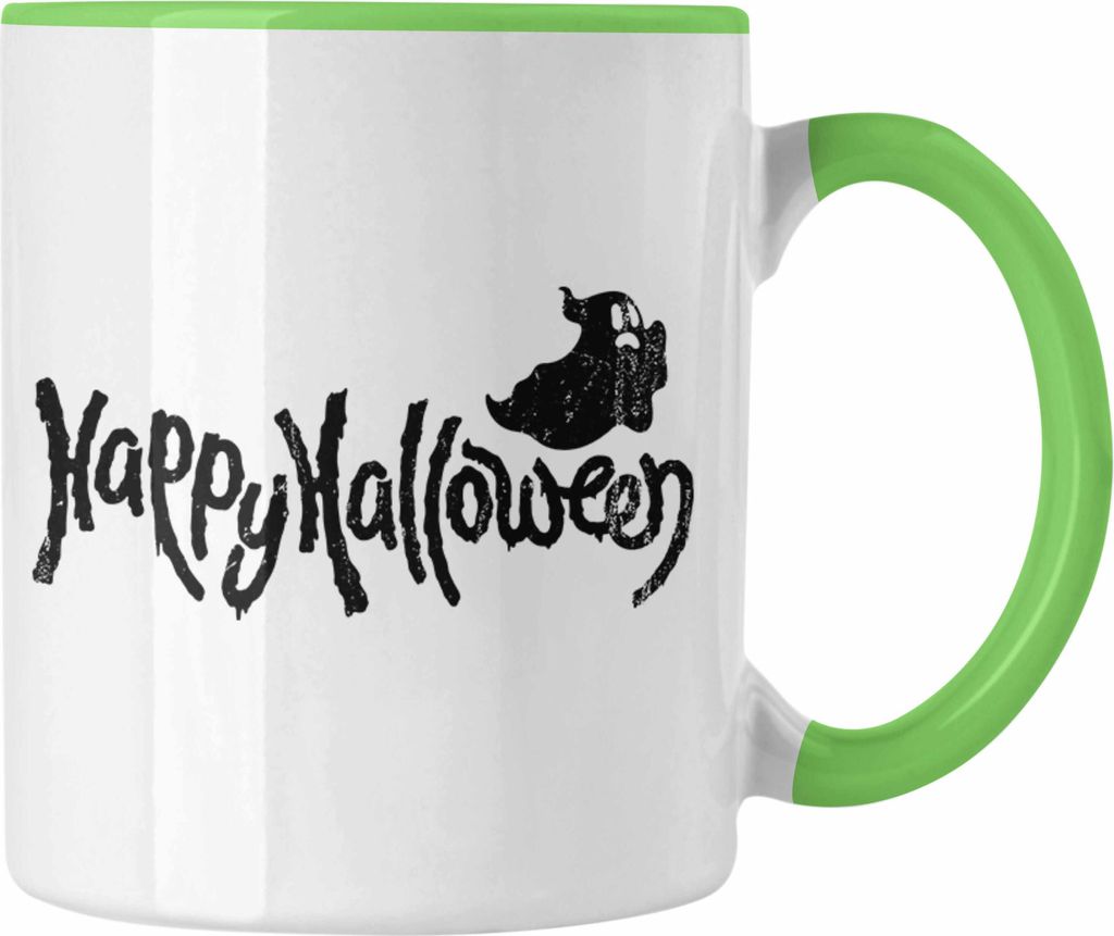 Trendation - Halloween Tasse Kürbis Dekoration Becher Happy Halloween Geister Grafik (Grün)