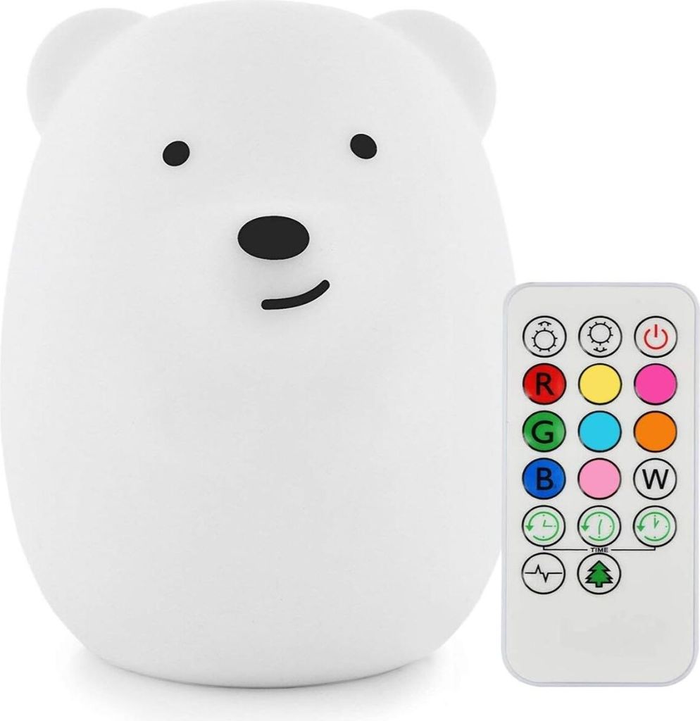 Nachtlicht Kinder Bär mit Fernbedienung – LED Farbwechsel Baby Nachtlicht Kinderzimmerlampe für Jungen & Mädchen