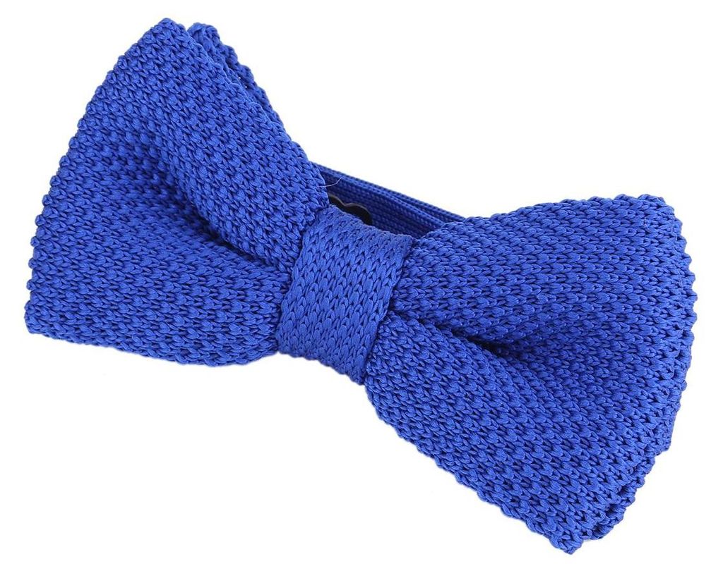 DonDon Herren Strick Fliege gebunden und längenverstellbar 11 x 6 cm royalblau