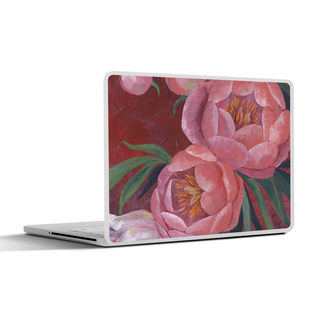 MuchoWow Laptop Aufkleber Sticker Cover Blumen - Rosa - Malerei - Pflanzen 40x30 cm - Laptop Dekoration - Selbstklebend