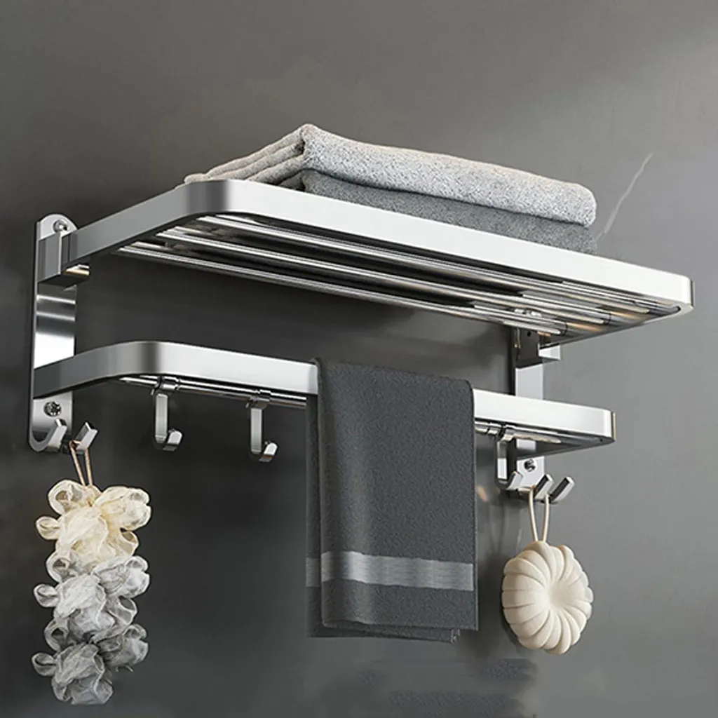Rangement serviette sans percer pour salle de bain et cuisine inox 58cm chic