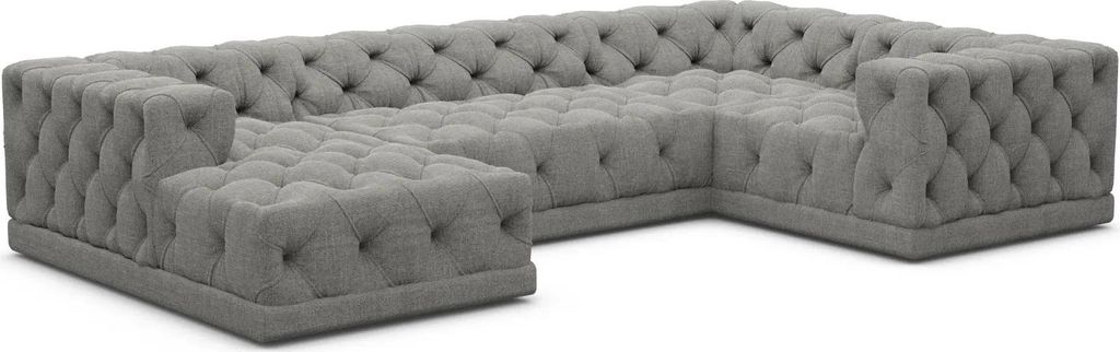 Strukturstoff U-Form XL Wohnlandschaft Meliva Grau Links