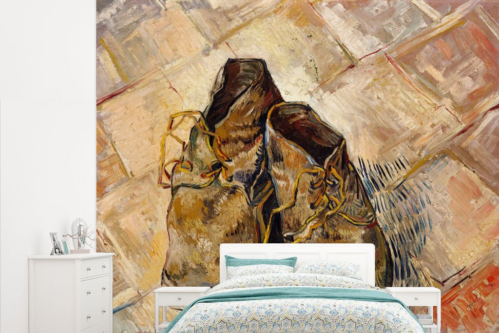 MuchoWow Fototapete für Wohnzimmer oder Schlafzimmer Wandtapete Vinyl Motivtapete Schuhe - Vincent van Gogh - 265x220 cm - Die Küche