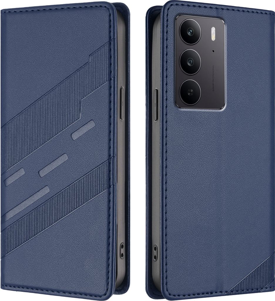 Hülle für Realme C75 4G, Kunstleder Brieftaschen Handyhülle mit Kartenfach und Standfunktion Blau