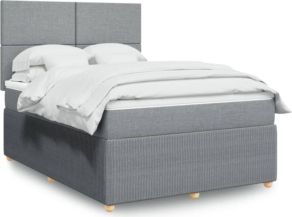 Maison Exclusive - Boxspringbett mit Matratze Hellgrau 160x200 cm Stoff