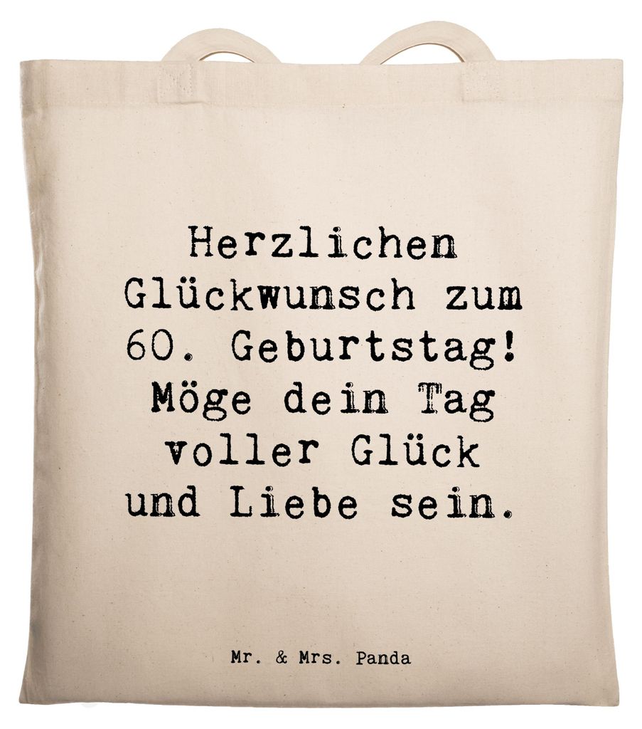 Mr. & Mrs. Panda Beutel Spruch 60. Geburtstag Glückwunsch - Transparent - Geschenk, Happy Birthday, feiern, Meilenstein, Schultasche, Glück, Erin...