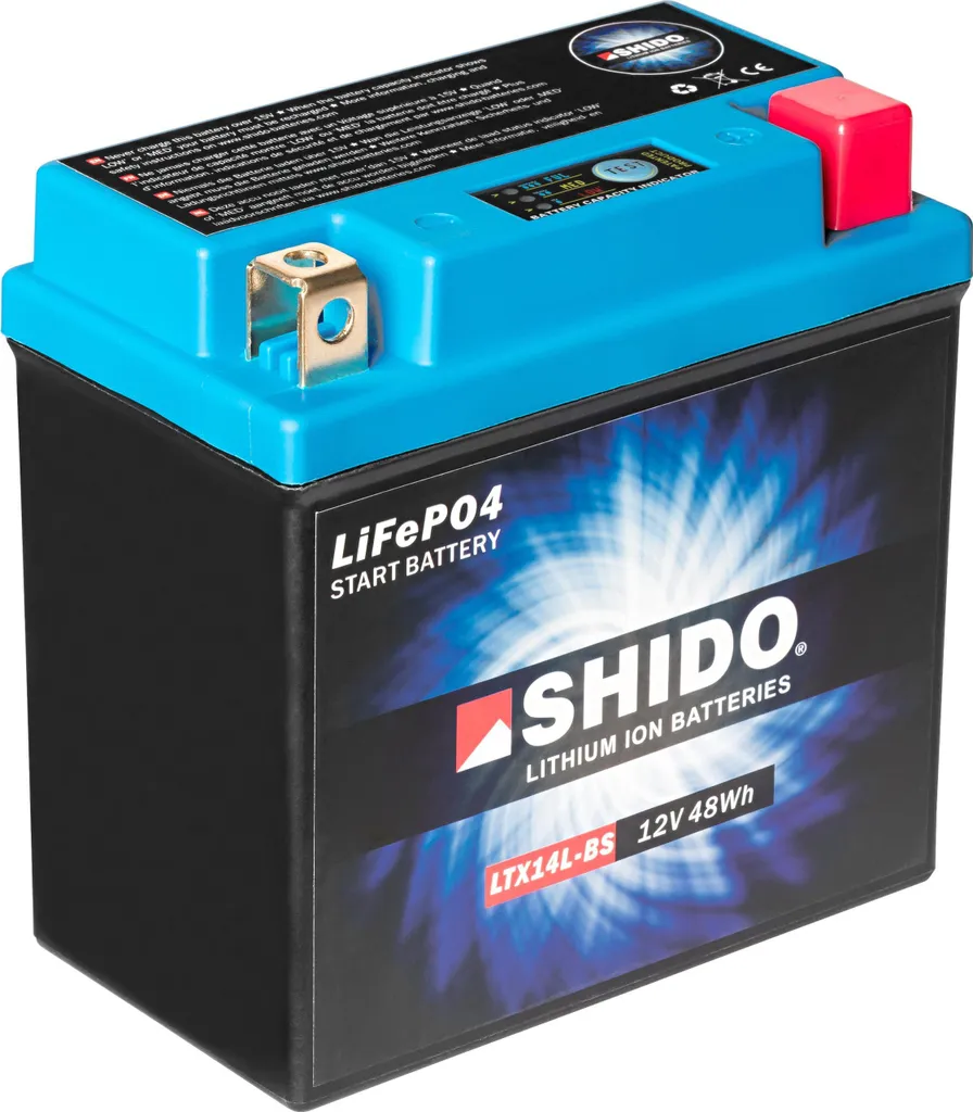 Batterie moto Li-Ion Shido YTX14L-BS lithium haute performance