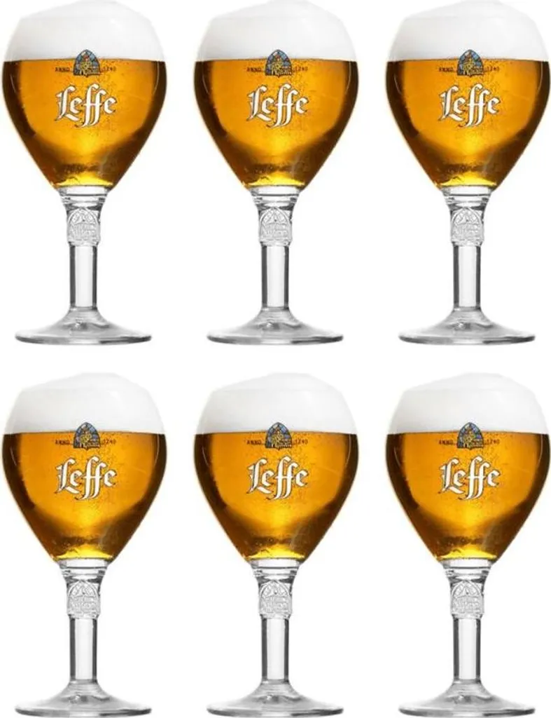 Bicchieri Birra Leffe 33cl - Set 6 Calici Professionali in Vetro