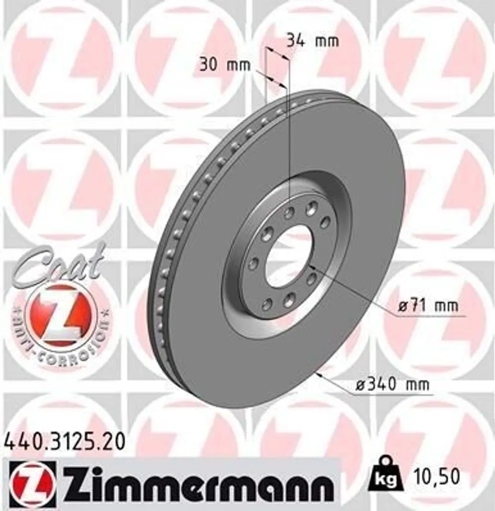 Disque de frein pour conduite sportive RCZ - Zimmermann 440.3125.20 Pro