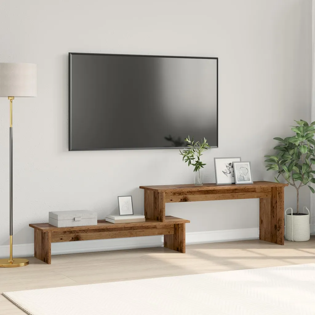 Banc TV en bois de récupération 180x30 cm - Meuble bas de télévision