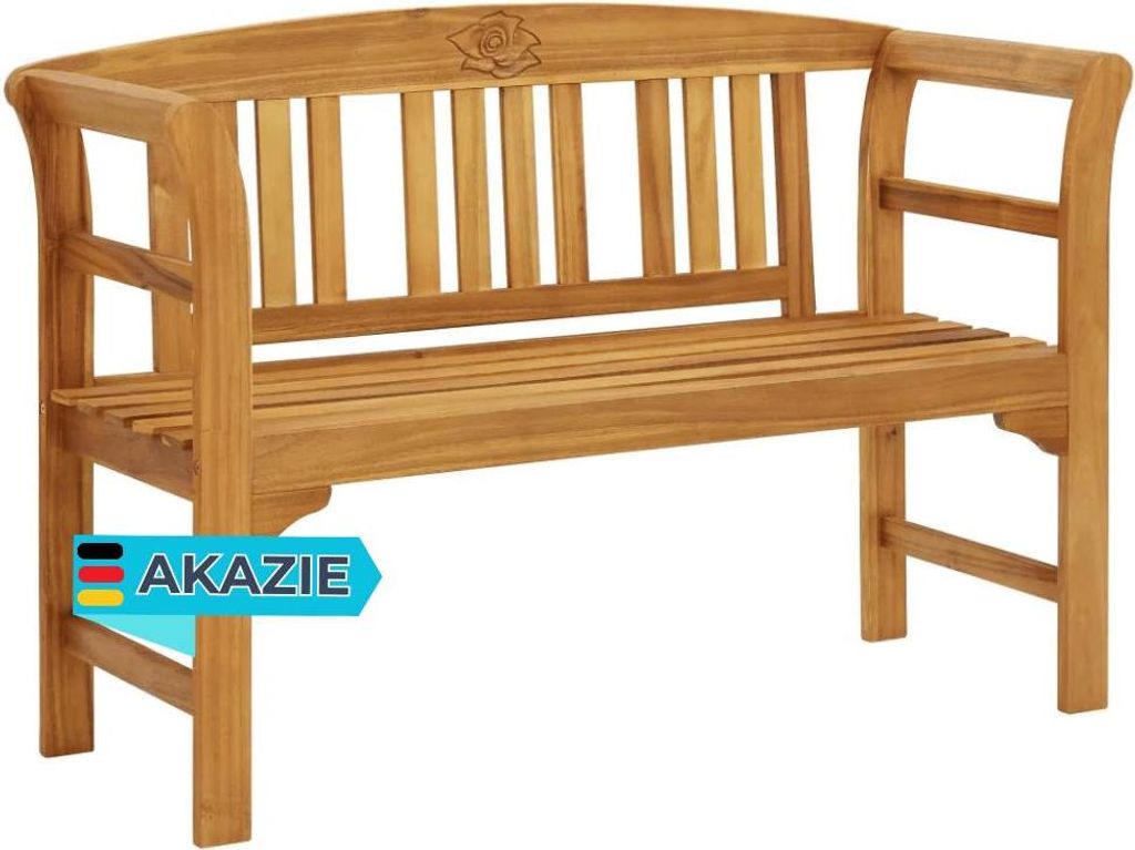 Gartenbank Holz LUNA 114 cm Massivholz Akazie Holzbank Wetterfest | Sitzbank 2 Sitzer Bank Garten