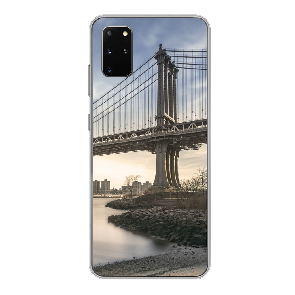 MuchoWow Handyhülle Schutzhülle Hülle für Samsung Galaxy S20 Plus New York - Fluss - Brücke Silikon Softcase Handy Hülle - Hartschale