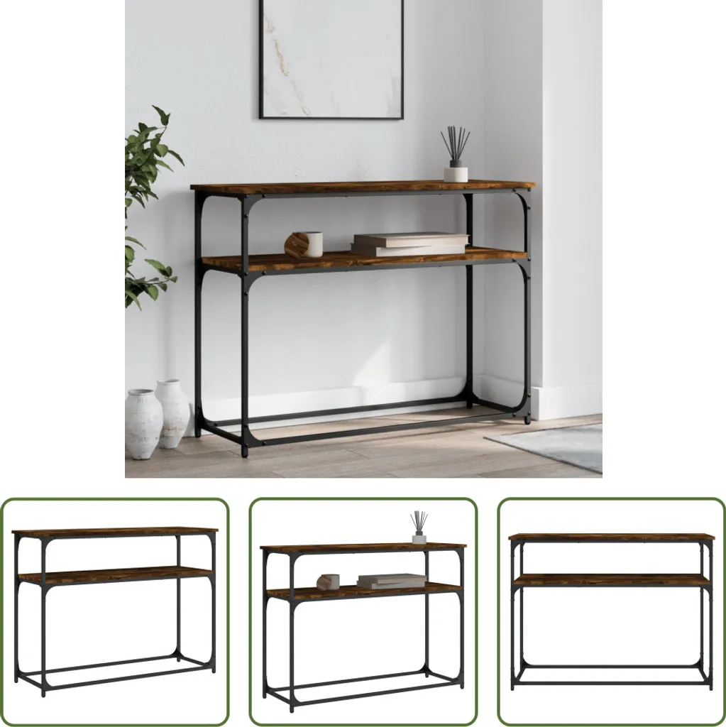 The Living Store Tavolo consolle in rovere fumé 100x35,5x75 cm Materiale in legno