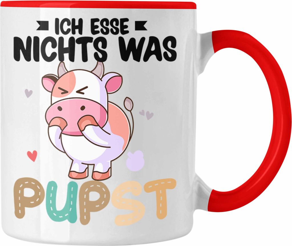 Trendation - Veganer Tasse Geschenk Friends Not Food Vegan Geschenkidee Lustiger Spruch Vegane Lebensweise Spruch Niedlich (Rot)