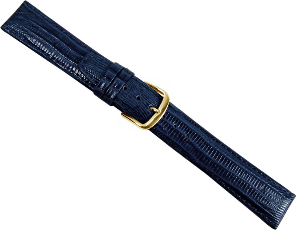 Tejuprägung Ersatzband Uhrenarmband Kalbsleder Blau 20960G, Stegbreite:16mm