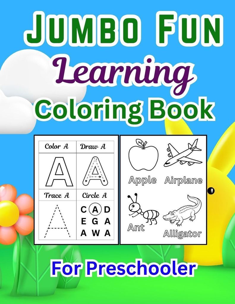 Jumbo Fun Learning Coloring Book for Kids | 163 Pages of Alphabet, Numbers, Shapes, Fruits, Animals & More | Educational Activity Workbook for Todd...