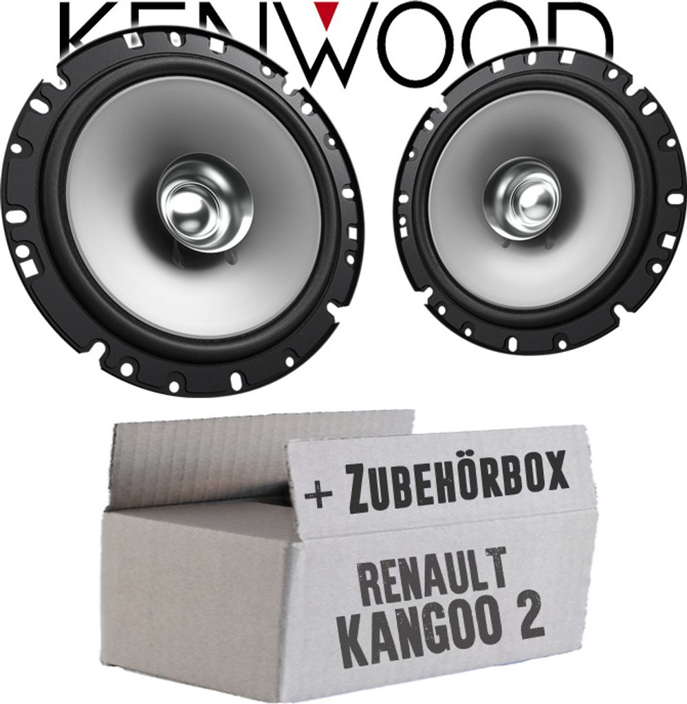 Lautsprecher Boxen Kenwood KFC-S1756 - 16,5cm Koax Auto Einbauzubehör - Einbauset passend für Renault Kangoo 2 Front - justSOUND