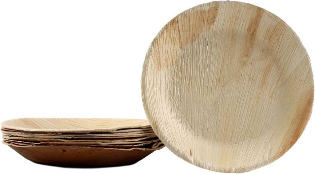 10x runder Teller aus Palmblatt Größe 25 cm