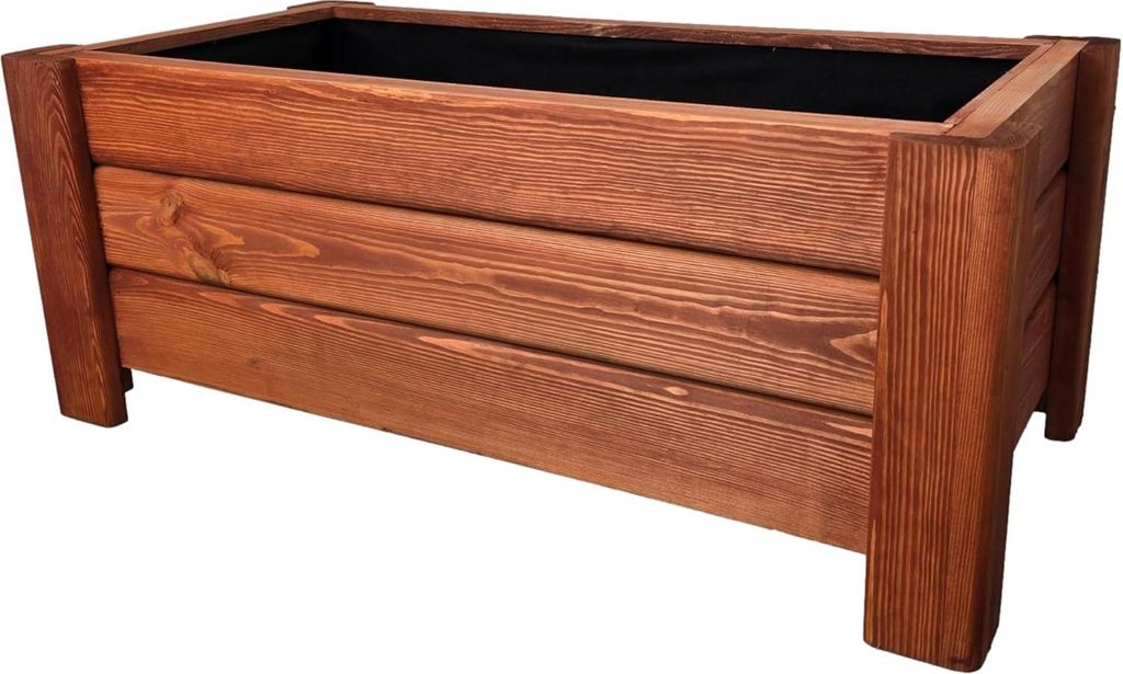 HolzGarden Pflanzkübel Holz Rechteckig 80x32x40 cm Imprägniert Farbe Mahagoni Wetterfest Blumenkasten Blumentopf Balkon Garten Pflanzkasten Outdo...