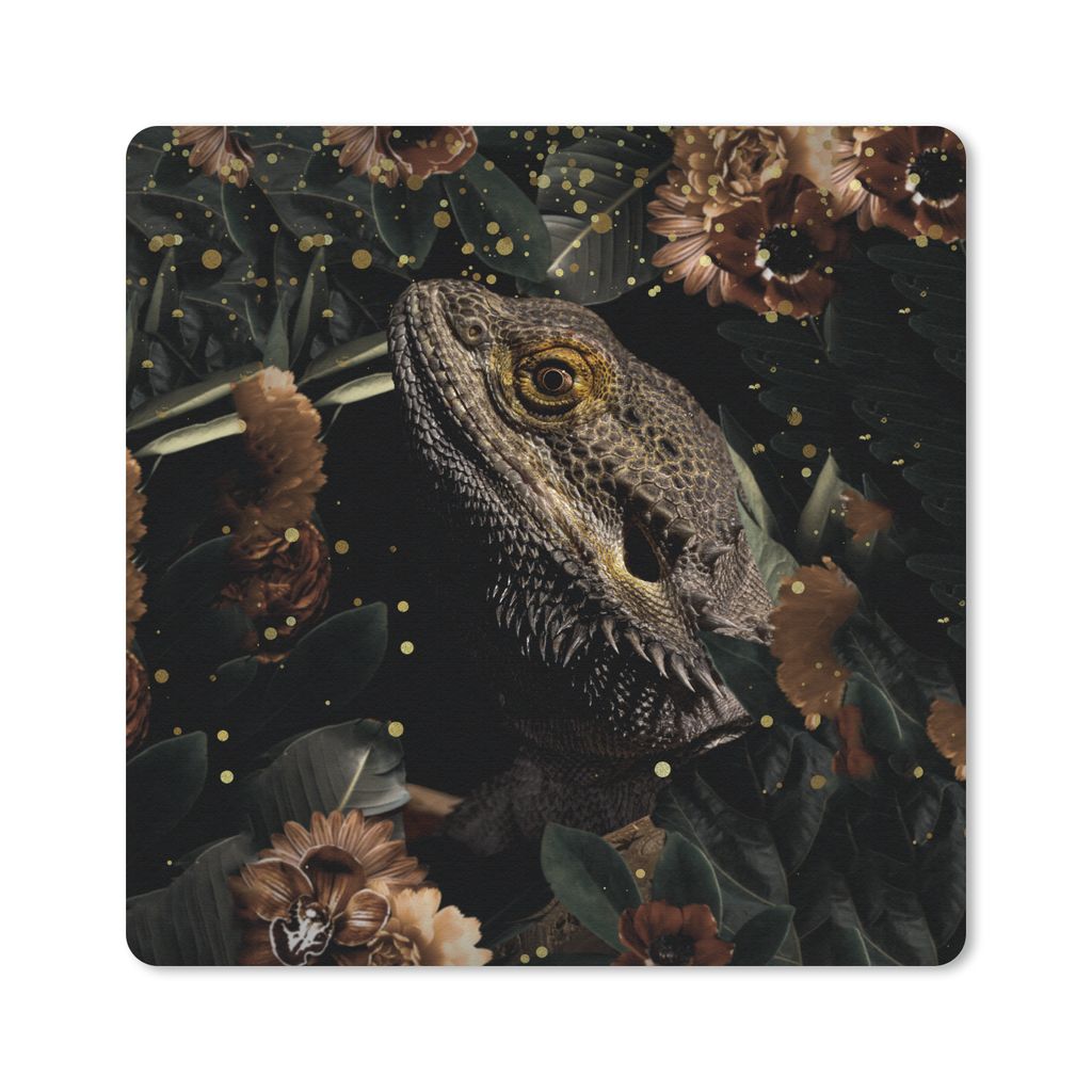 MuchoWow Mauspad Mousepad Reptilien - Blumen - Licht - Botanisch 30x30 cm - Mousepads - Maus Mat - Pad - Mausunterlage - Gaming