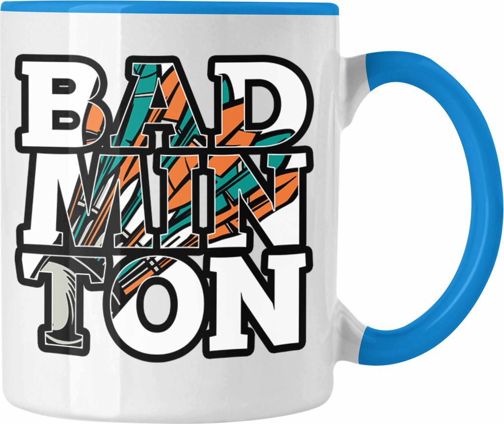 Trendation - Badminton-Tasse Geschenk für Badminton-Spieler Badminton-Trainer (Blau)