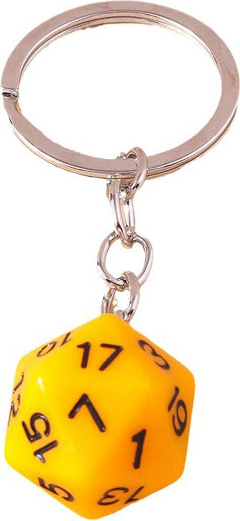 Würfel-Schlüsselanhänger, 20 Seiten, Zahl, gebogen, rostfrei, poliert, Kette, geometrisch, Autoschlüsselhalter, Handtasche, DIY-Anhänger, Schl...