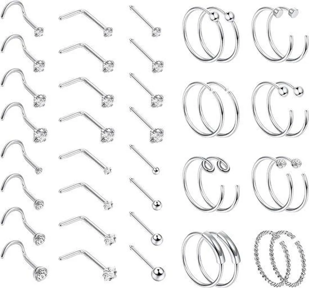 Kit piercing nez 20G acier inoxydable pour changer de look - Forme L chic