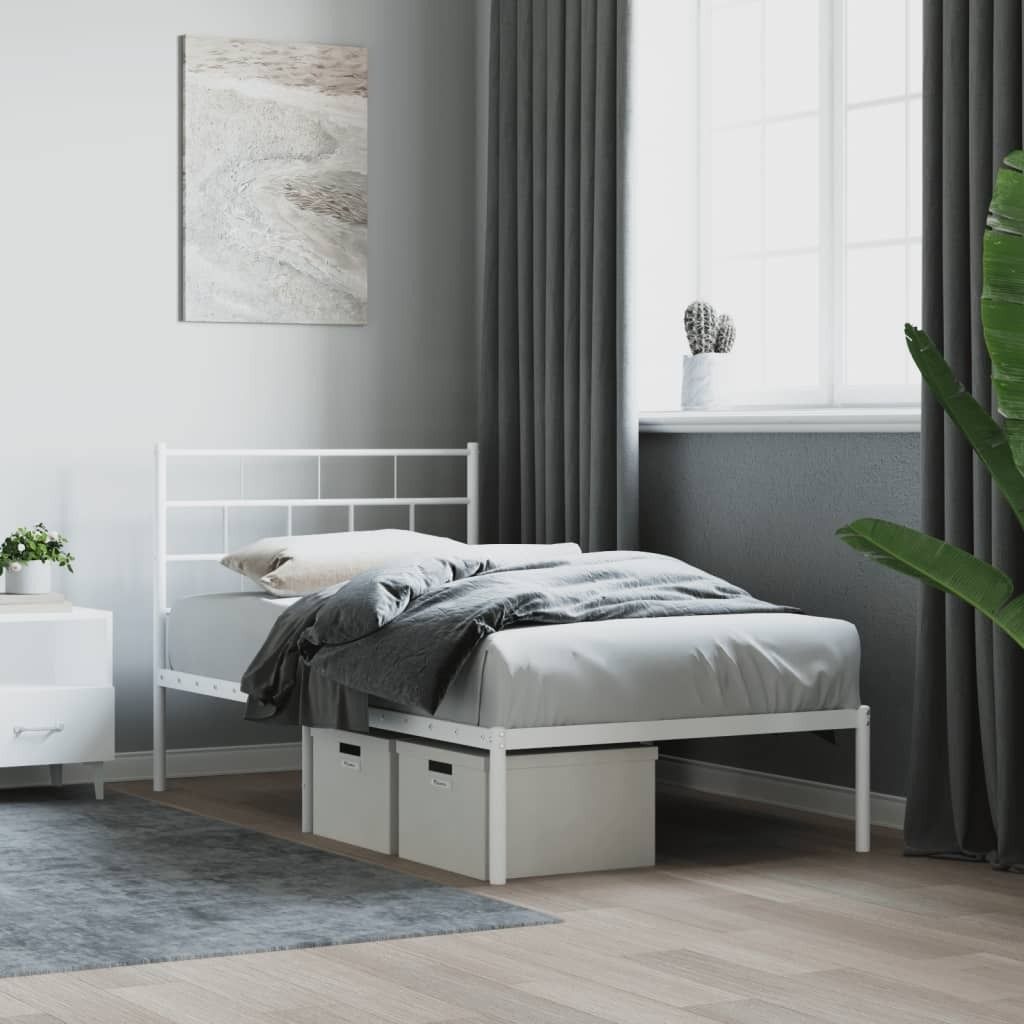 Maison Exclusive - Bettgestell mit Kopfteil Metall Weiß 80x200 cm