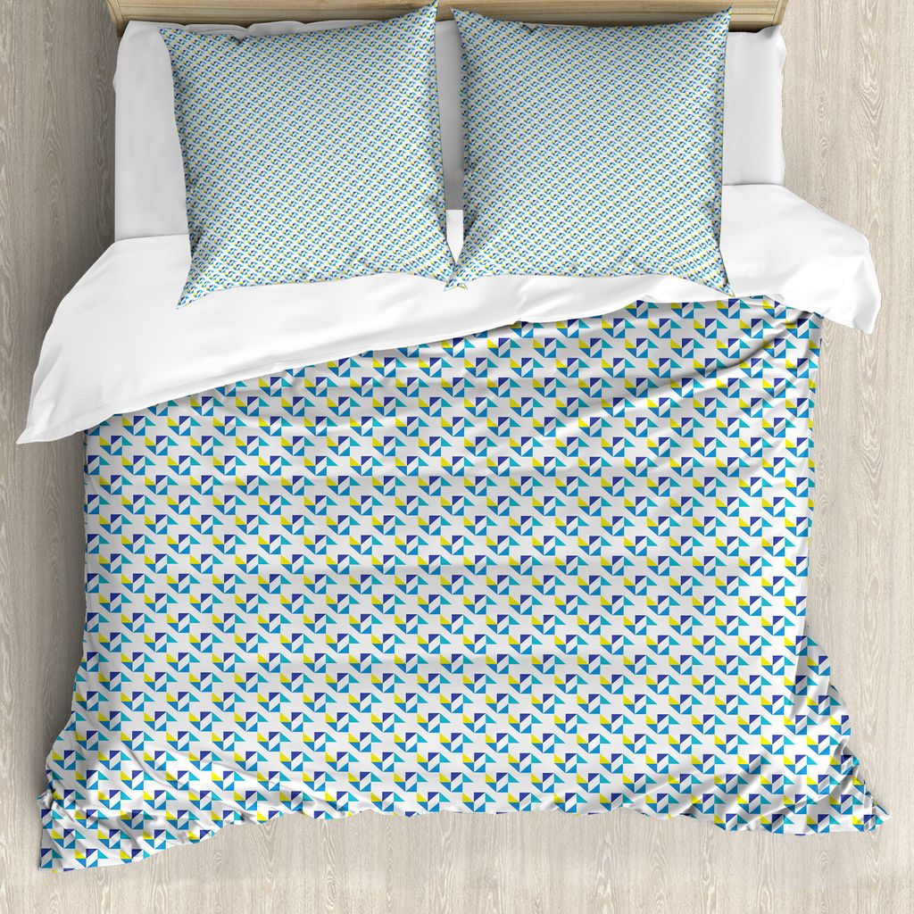 ABAKUHAUS Geometrisch Bettbezug Set für Einzelbetten, Motiv mit Triangles Kunst, Milbensicher Allergiker geeignet mit Kissenbezug, 155 cm x 220 cm...