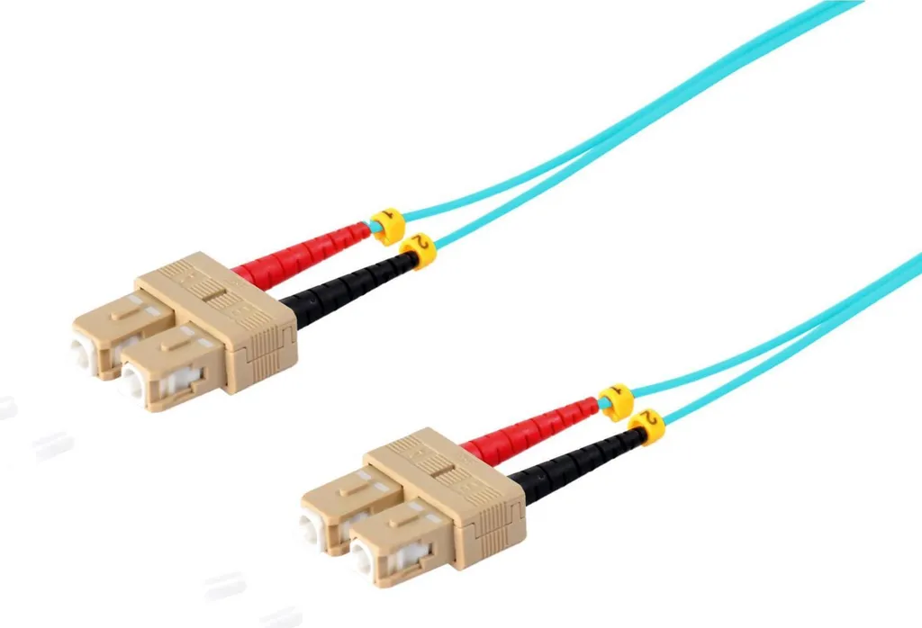 Câble patch fibre OM3 50/125 SC-SC duplex aqua 1m haute fidélité