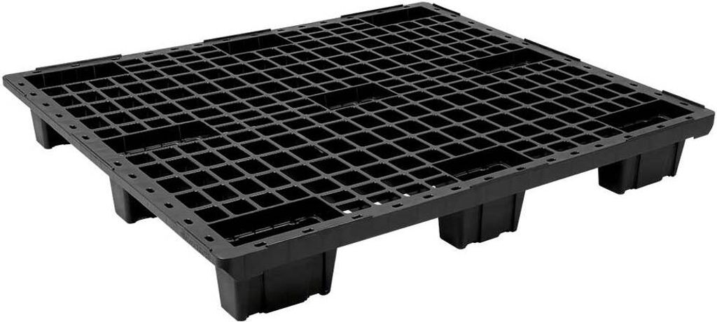Leichtpalette im Industriemaß LxBxH 1200x1000x153 mm, offen, schwarz, VE=3 Stück