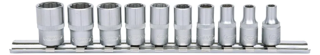Jeu de douilles 1/4" 12 pans KS Tools haute résistance en lot de 10 pcs