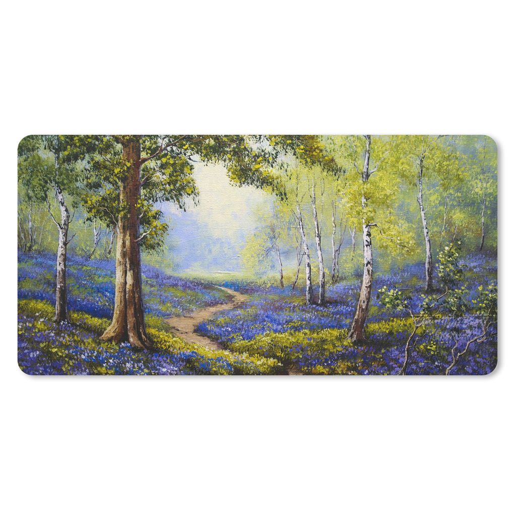 MuchoWow Mauspad Mousepad Gemälde - Natur - Wald - Blumen - Ölfarbe 60x30 cm - Mousepads - Maus Mat - Pad - Mausunterlage - Nachhaltig