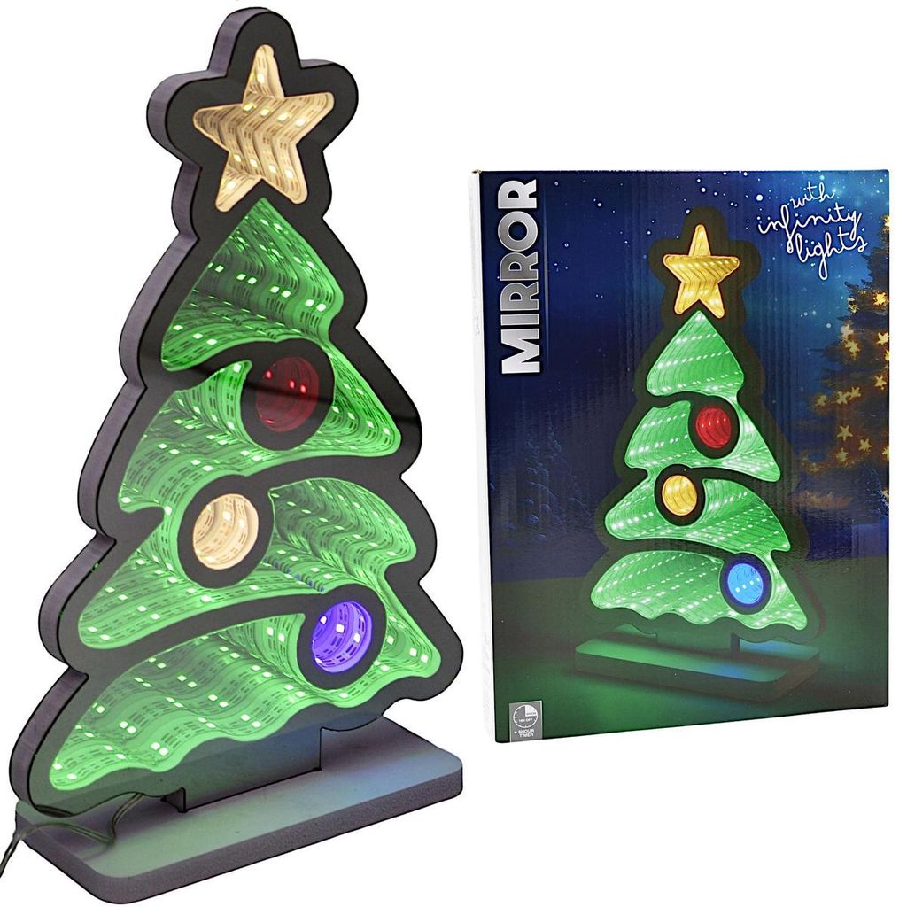 Mirror-Infinity LED-Weihnachtsbaum mit Timer, 89 LEDs, Produktbild 