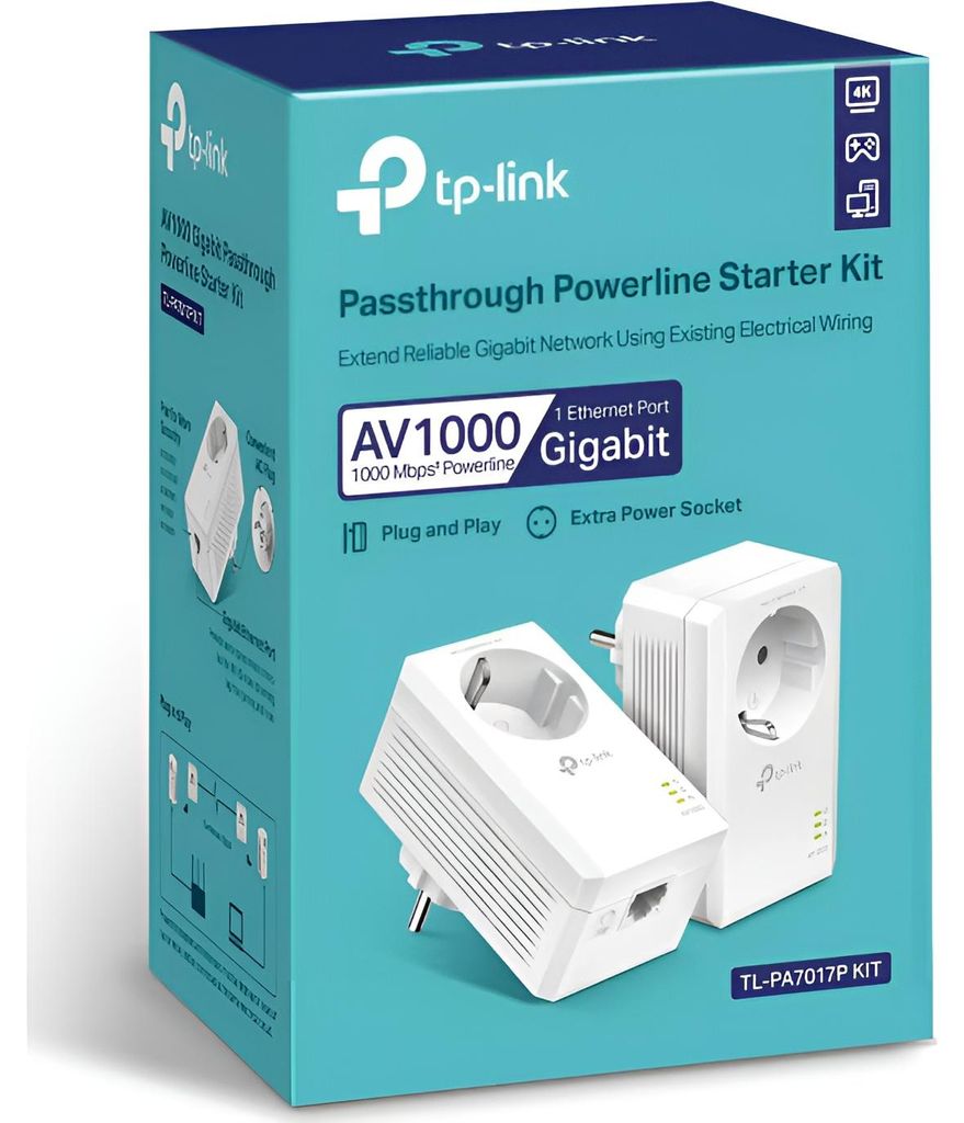 Tp-link Av1000 Passthrough Powerline Kit 1000 Mbps Produktbild 