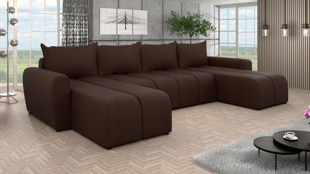 Elegantes U-förmiges Sofa AMANDA 2 - braun