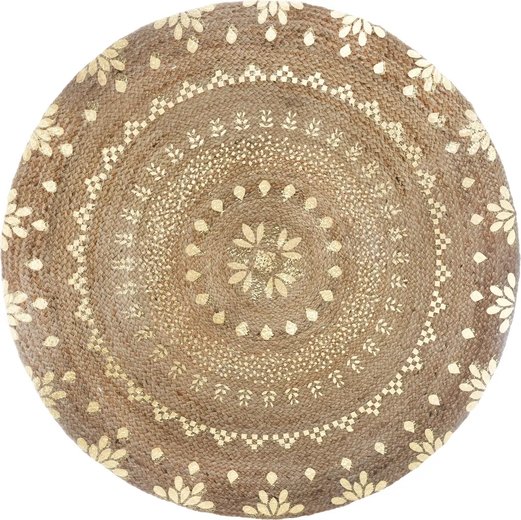 Okrńögňāy Tapis de Jute Naturel 115 cm - Tissage Artisanal de Qualité
