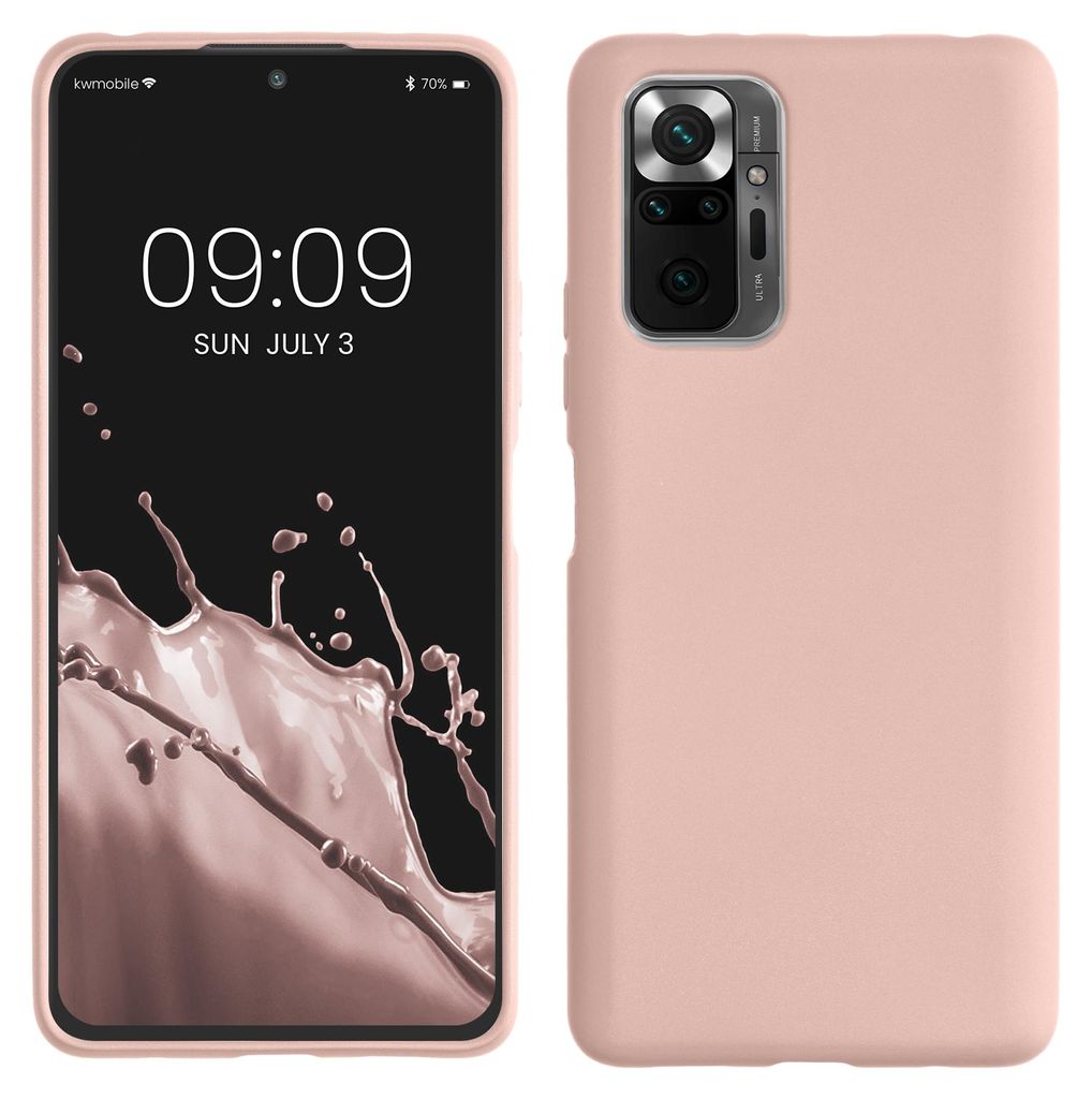 kwmobile Handyhülle für Xiaomi Redmi Note 10 Pro Hülle - Silikon Case metallisch schimmernd - Schutzhülle Cover - Metallic Rosegold