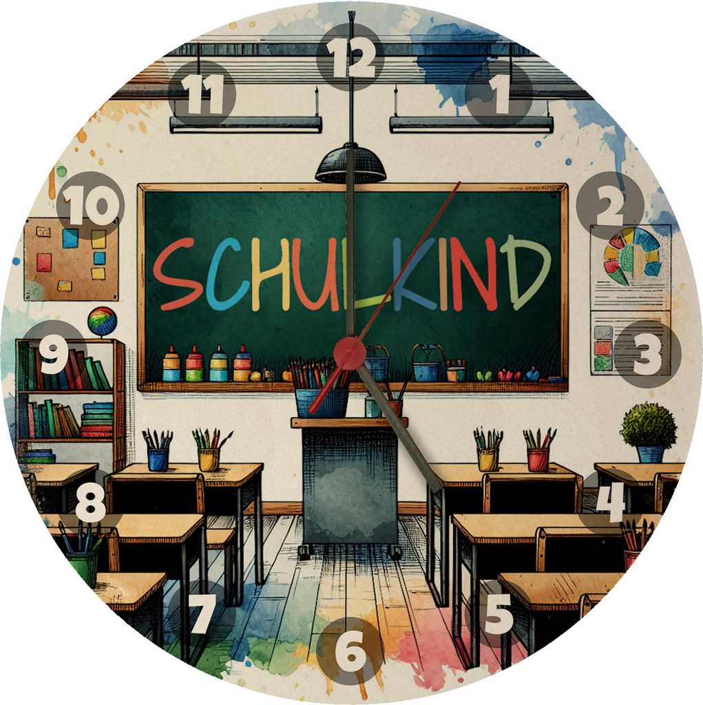 Schulkind Wanduhr aus MDF Produktbild 