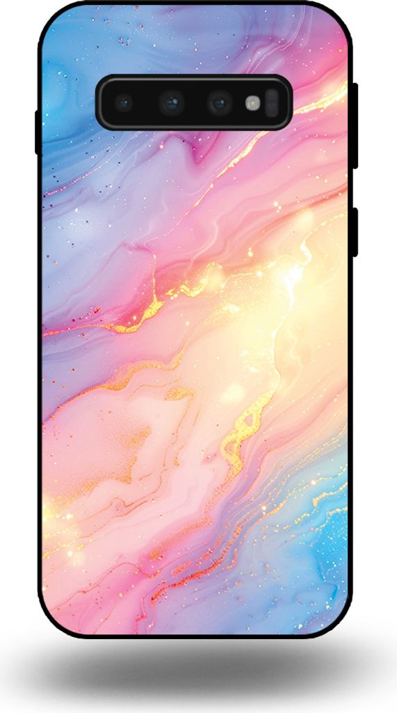 Smartphonica Telefon Fall geeignet für Samsung Galaxy S10 mit Regenbogen Glitter Marble Print - TPU Backcover Fall Regenbogen Glitter Marble Design