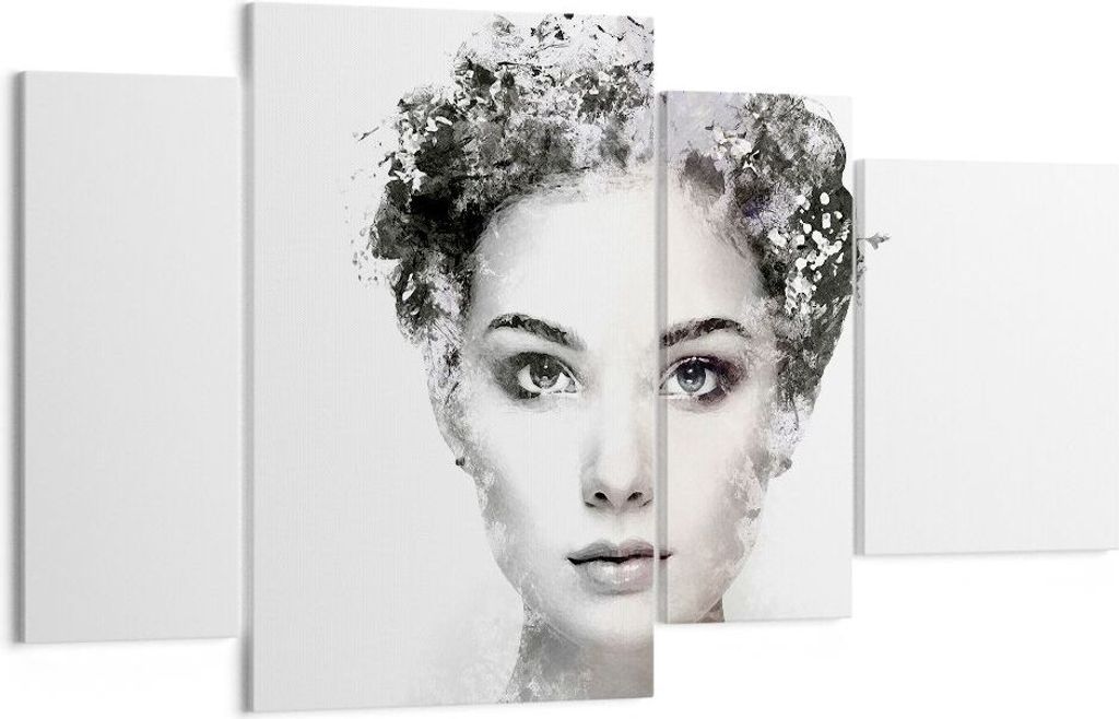 Bild auf Leinwand - Leinwandbild - 4 Teile - Schön Frau Gesicht - 120x70cm - Wand Bild - Wanddeko - Wandbilder - Leinwanddruck - Bilder - Wanddeko...