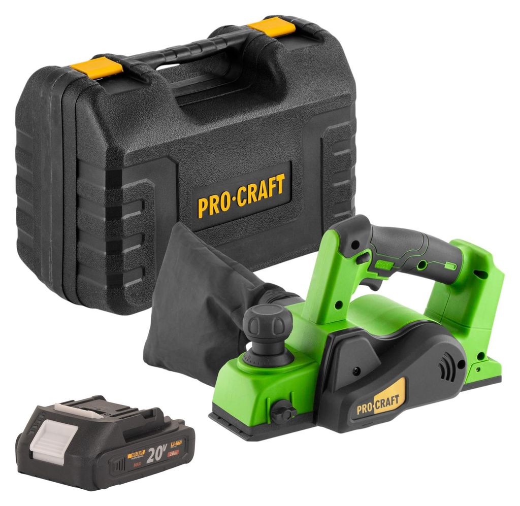 Procraft PE20BLbb Akku Hobel 20 V 82 mm Brushless + 1x Akku 2,0 Ah + Koffer - ohne Ladegerät